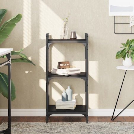 vidaXL 3-poziomowy regał na książki, czarny, 40x30x86 cm