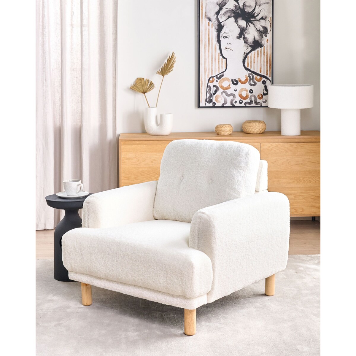 Boucle Fotel Biały TUVE