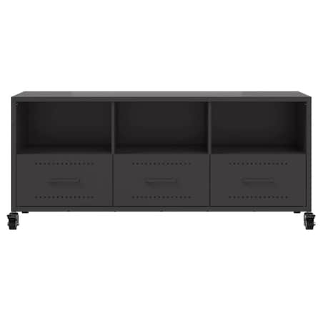 vidaXL Szafka RTV, czarna, 100,5x39x43,5 cm, stal