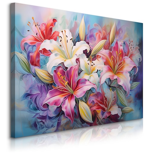 Obraz Do Sypialni Kolorowe Lilie Kwiaty Natura Rośliny Abstrakcja 120x80cm