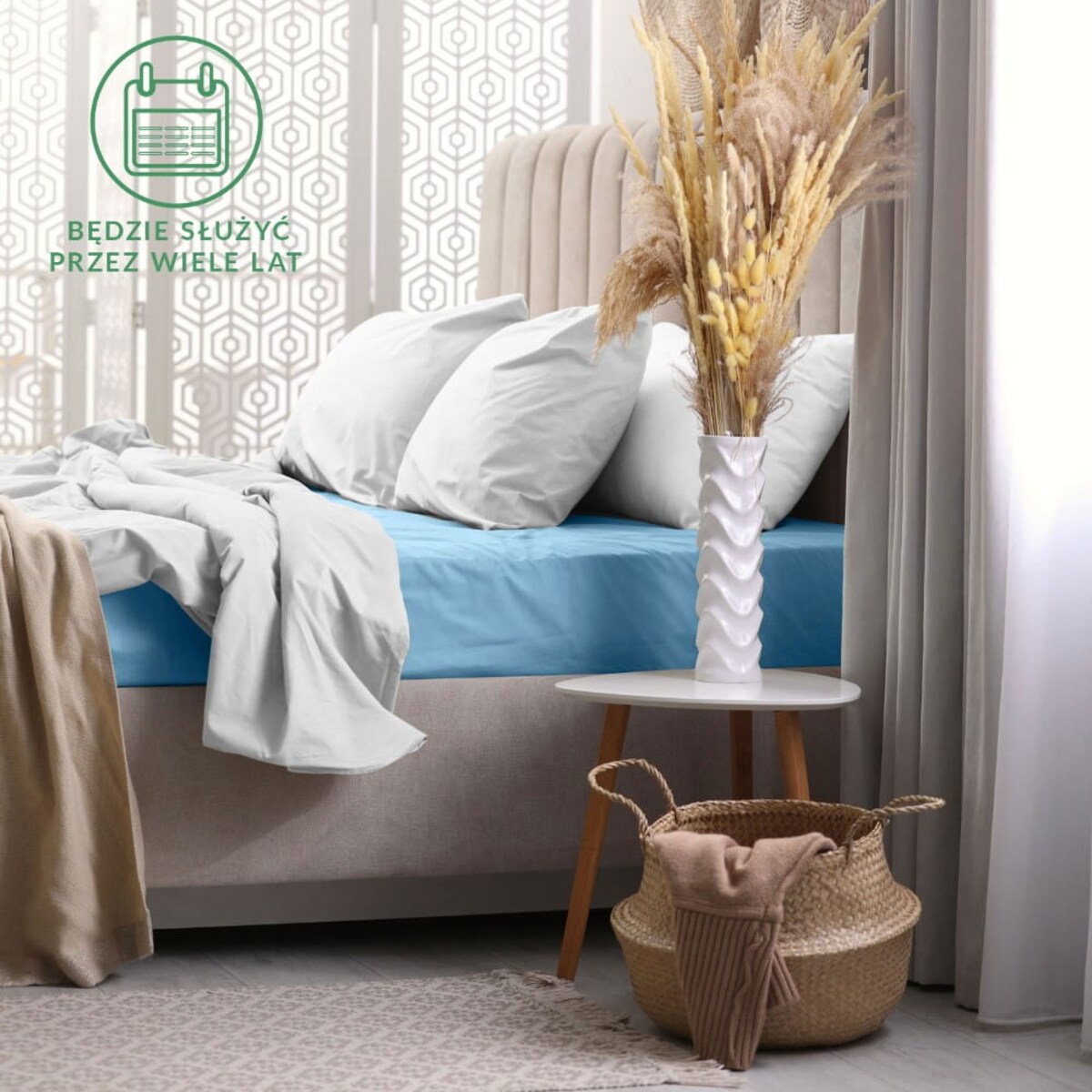 Prześcieradło frotte z gumką 140x200 kolor niebieski