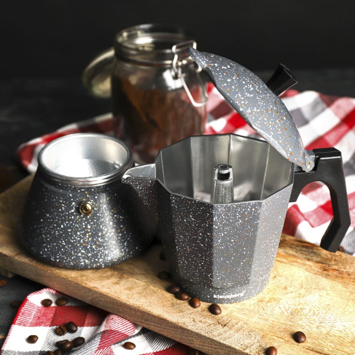 Kawiarka espresso 600ml 12 filiżanek szara KLAUSBERG