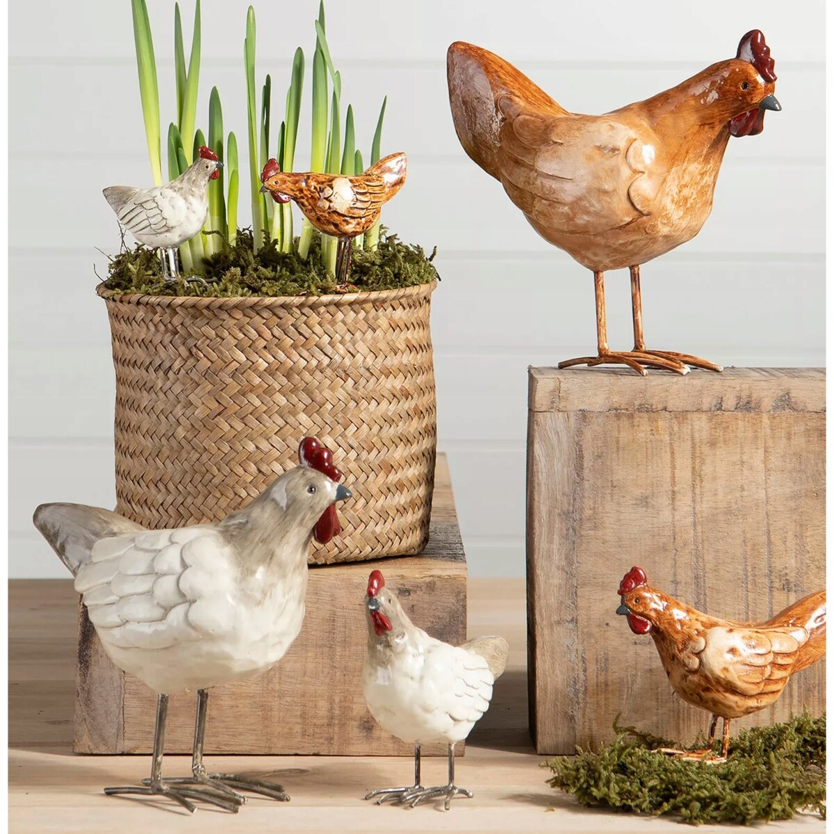 KOGUT FIGURKA WIELKANOCNA kura kurczak do domu salonu na Wielkanoc 2 szt