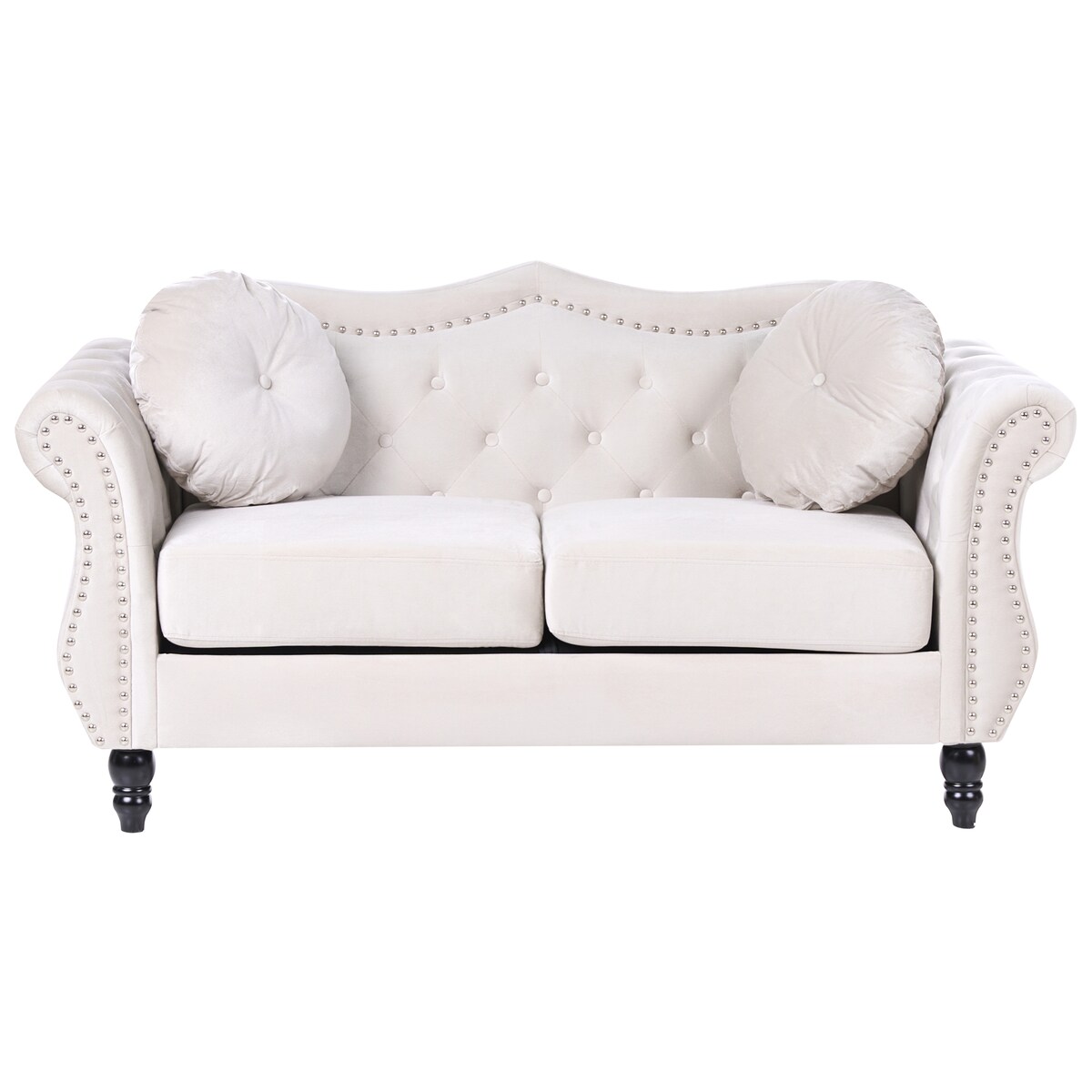 Sofa dla 2 osób SKIEN Welur Jasnobeżowy