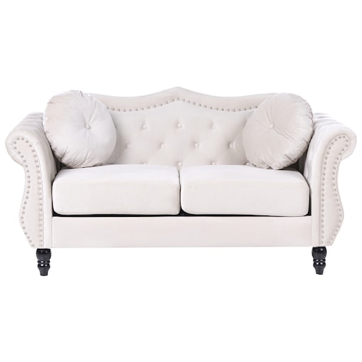 Sofa dla 2 osób SKIEN Welur Jasnobeżowy