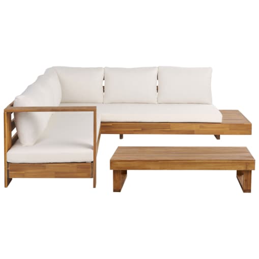 Narożnik ogrodowy ze stolikiem dla 5 osób MARETTIMO Prawostronny Certyfikowane drewno akacjowe Brązowy