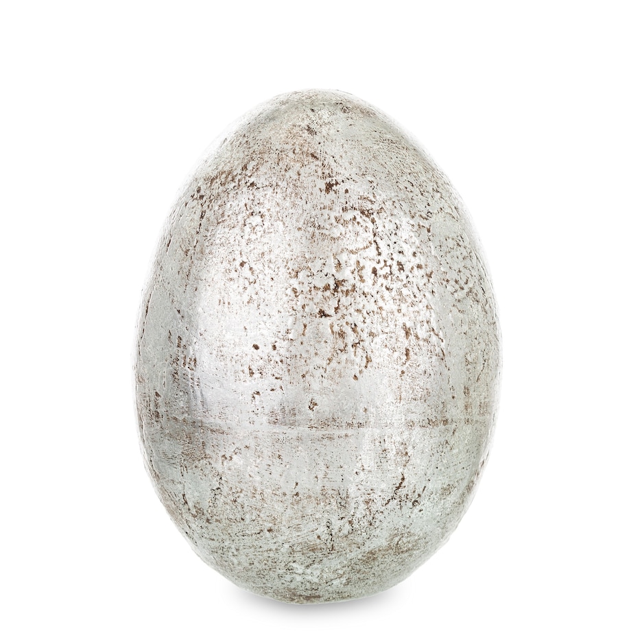 Dekoracja - srebrne jajko z ceramiki 23,5x16 cm MONNI - II