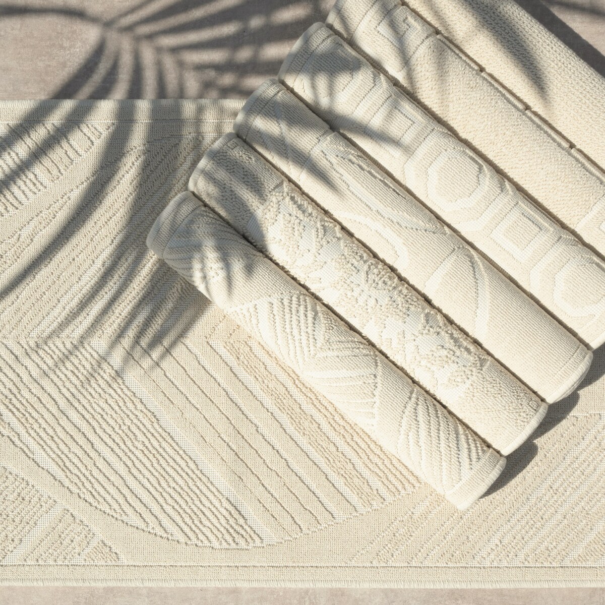 Dywanik łazienkowy Lino 50x80 cm e-bawełniany ramka beżowy