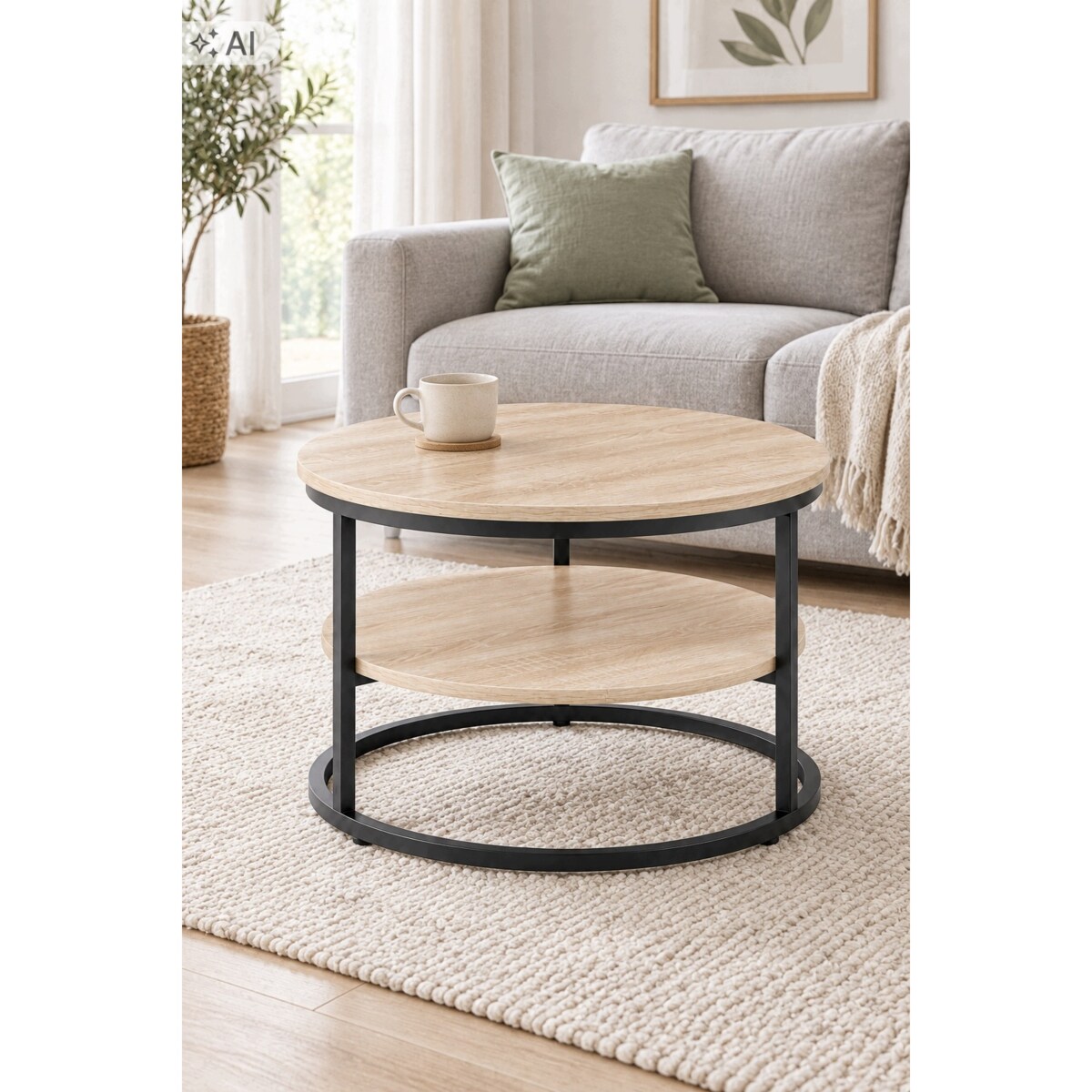 LOOP STOLIK KAWOWY fi 60cm DĄB SONOMA