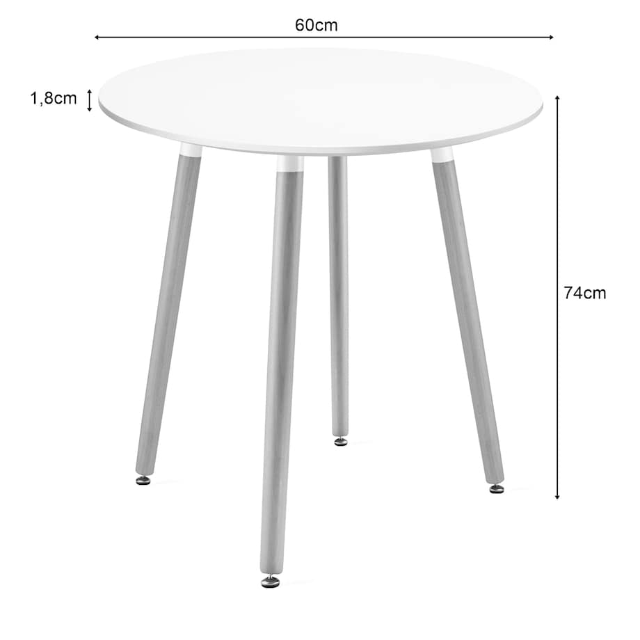 Stół Do Jadalni Kuchni Salonu Biura Kami Okrągły 60 Cm - Biały / Naturalne Nogi