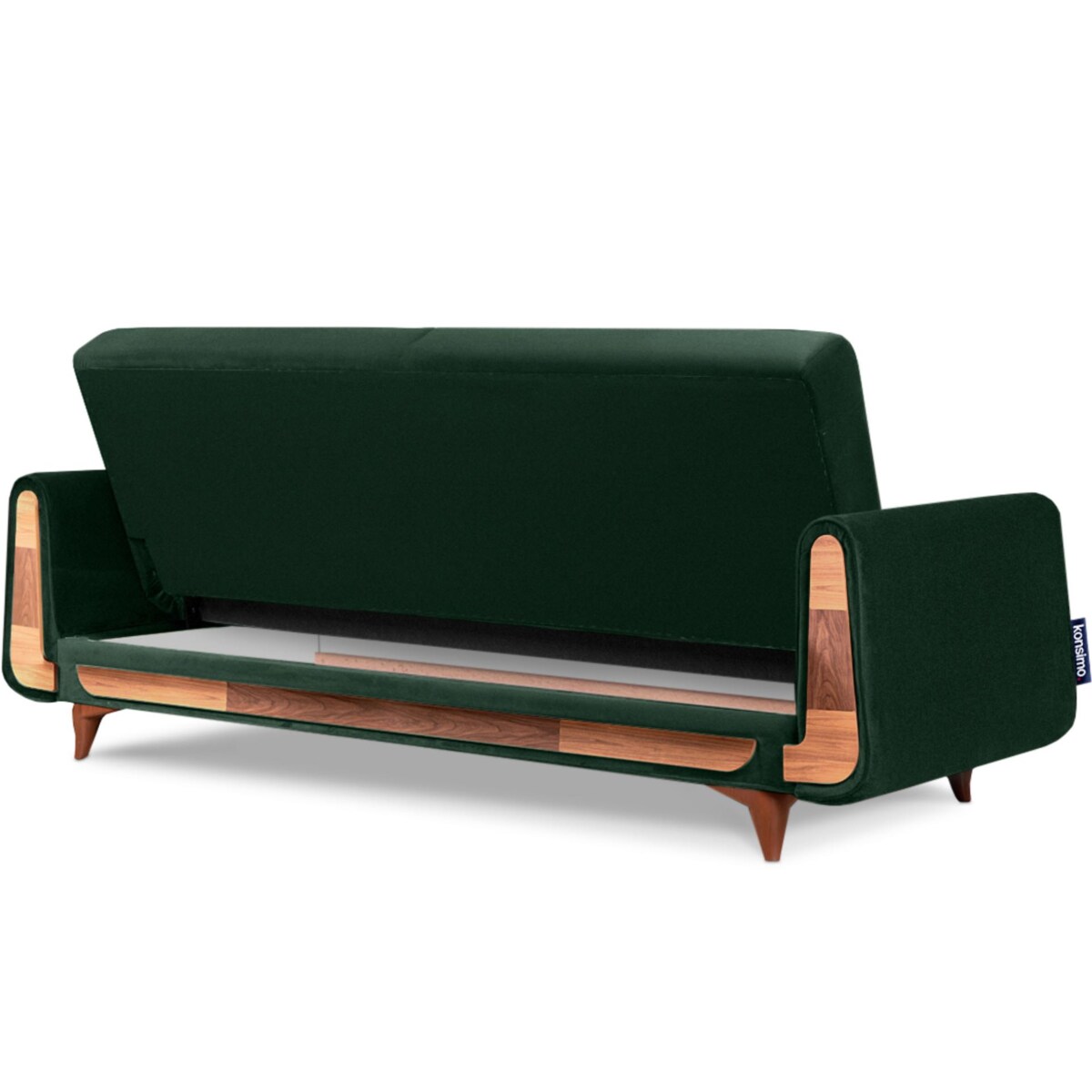KONSIMO GUSTAVO Zielona aksamitna rozkładana sofa