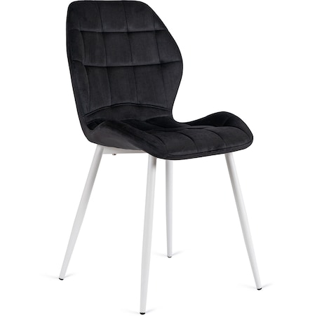 Krzesło Tapicerowane Welur Czarne LUCKY Kuchenne Do Jadalni Kuchni Salonu