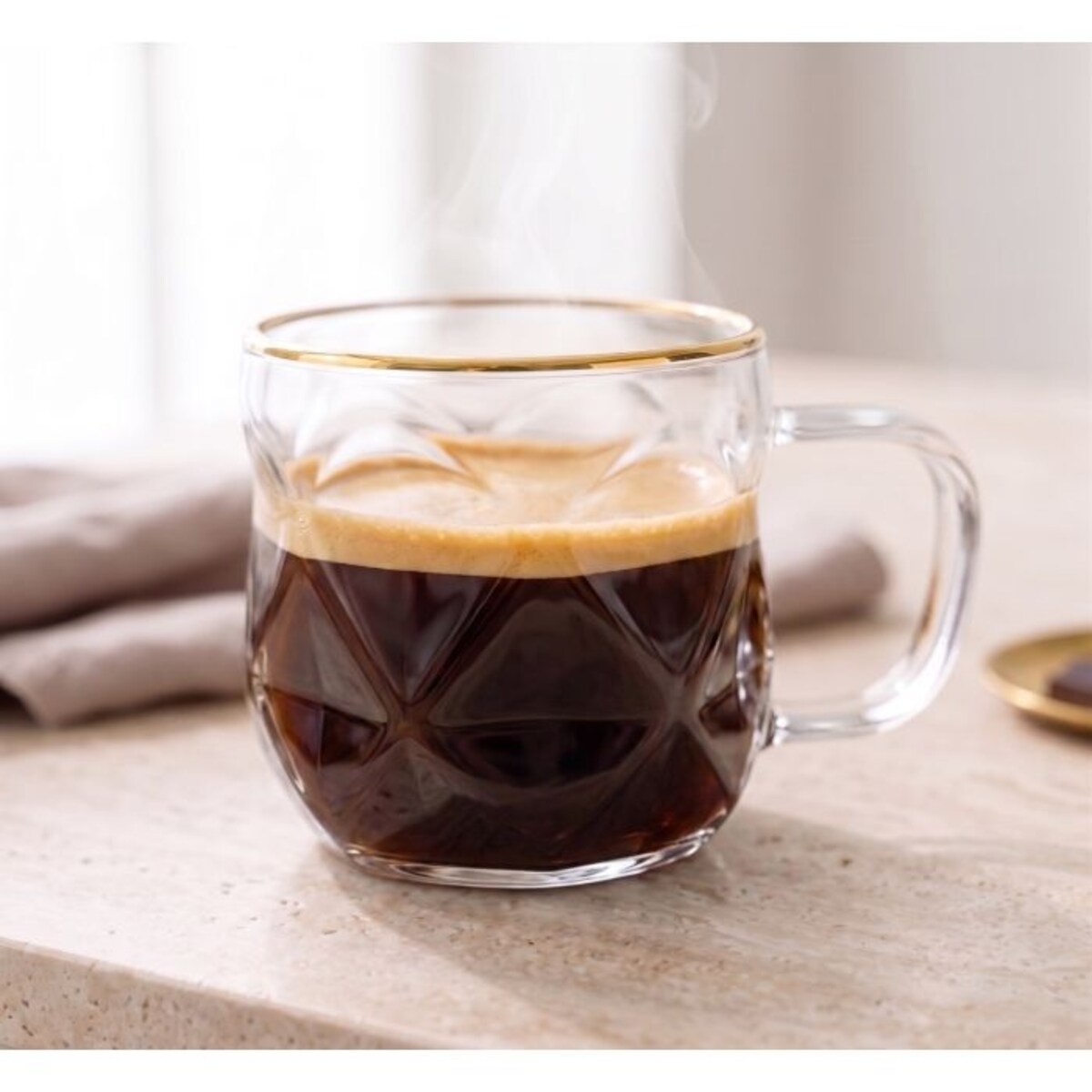 Komplet 2 filiżanki do espresso 120 ml ze złotym rantem Geo Gold 32118