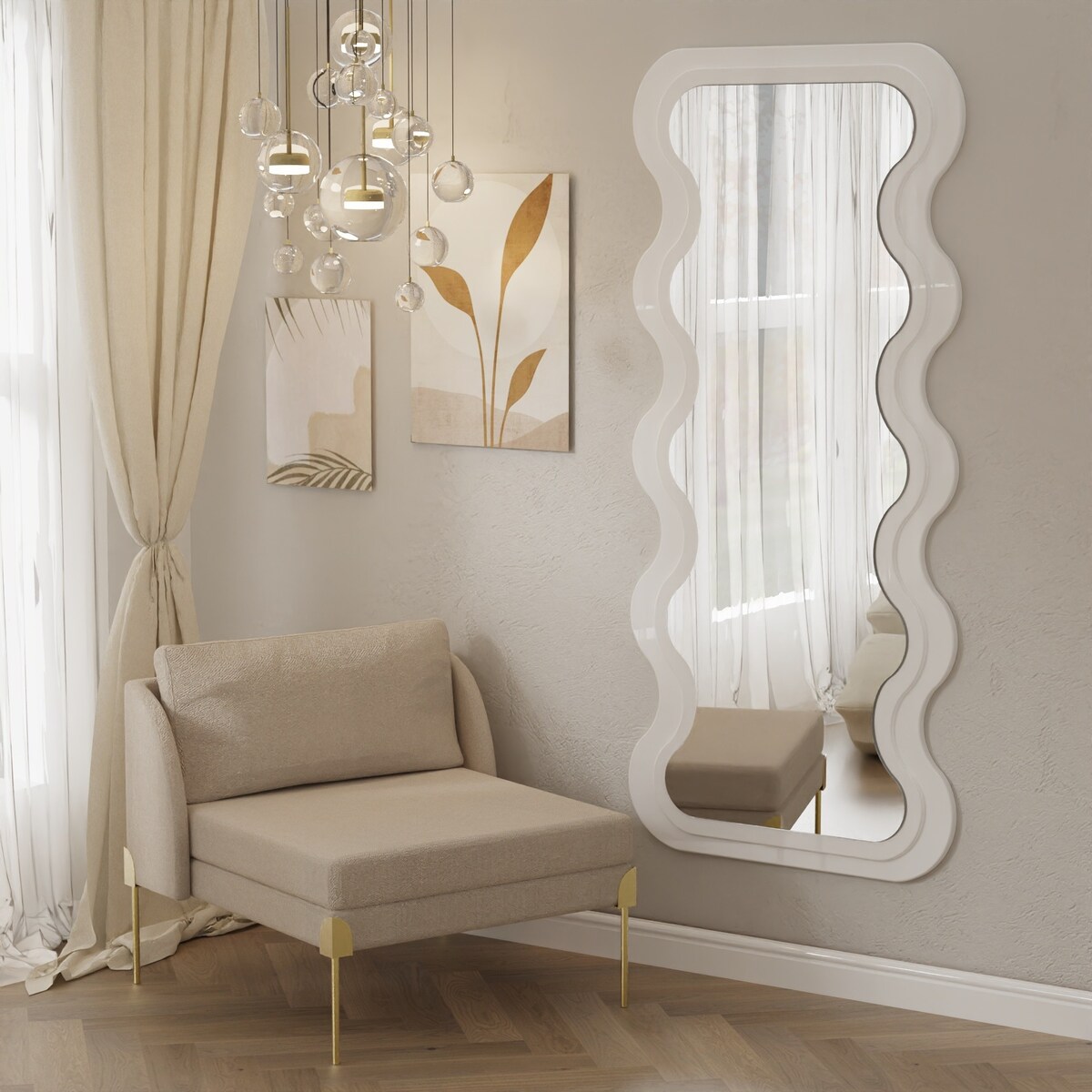 Lustro w nieregularnej ramie 180x80cm białe