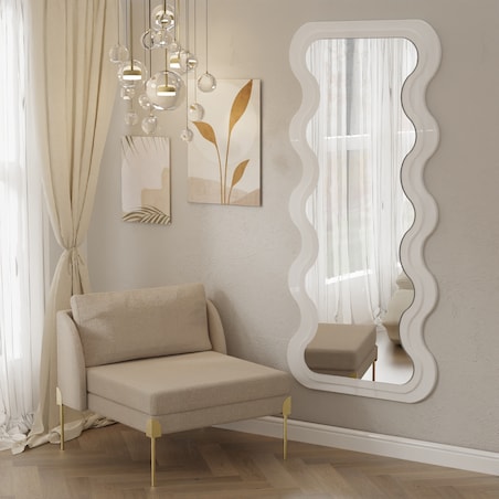 Lustro w nieregularnej ramie 180x80cm białe
