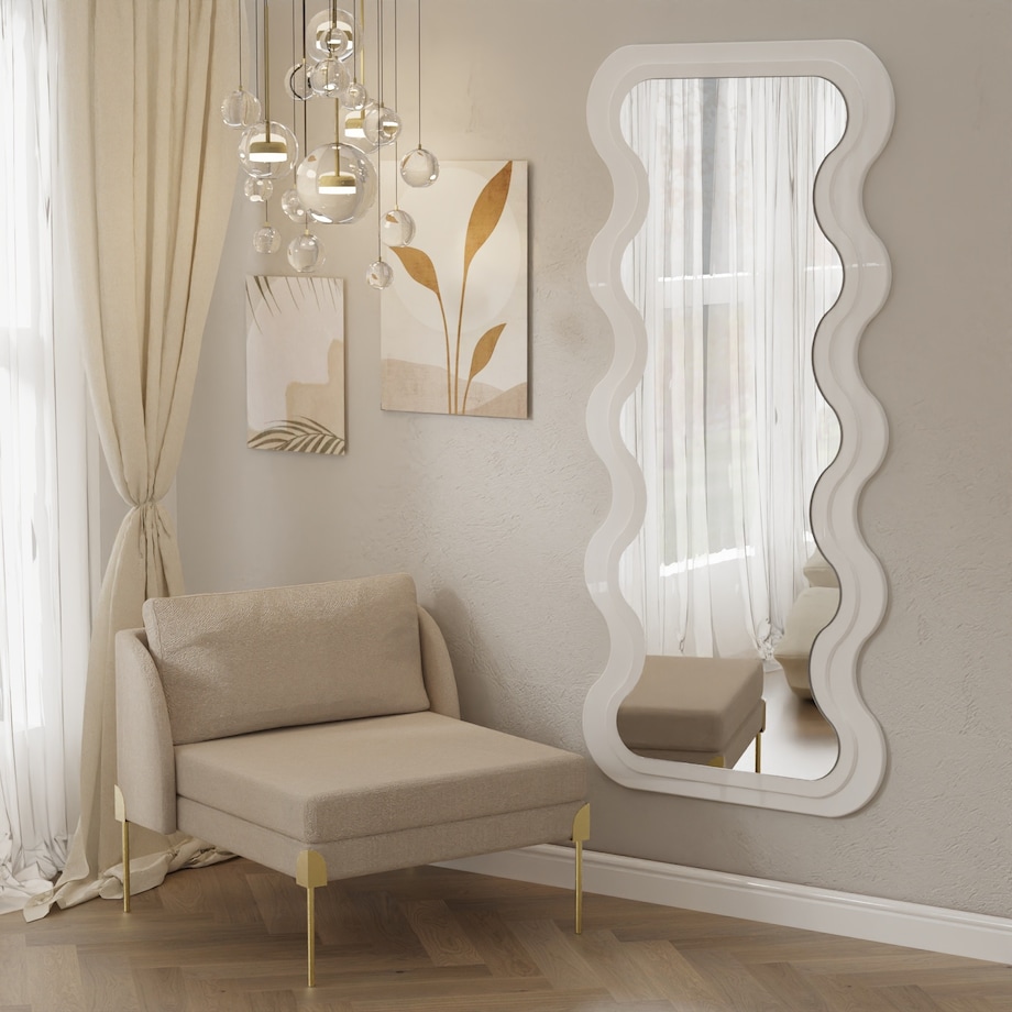 Lustro w nieregularnej ramie 180x80cm białe