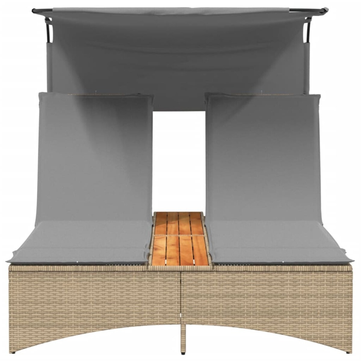 vidaXL Podwójna leżanka z zadaszeniem i poduszkami, mieszany beż