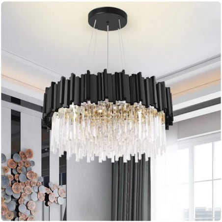 Lampa Sufitowa Wisząca App1481-1C Czarny, Metal
