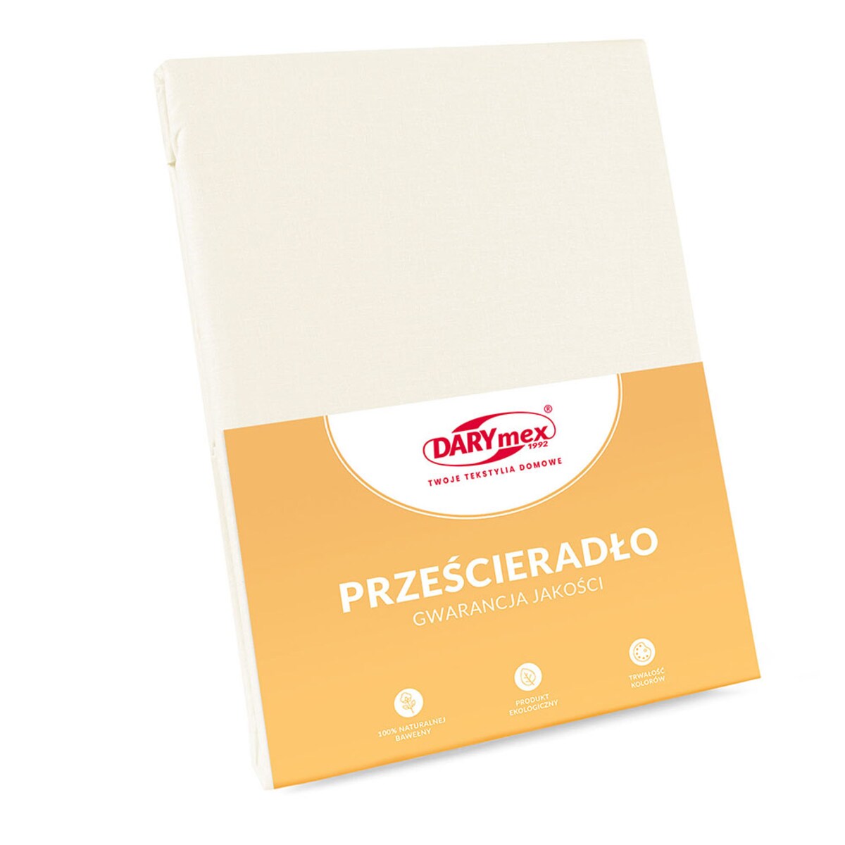 Prześcieradło bawełniane bez gumki 160x200 + dodatkowe 20cm po bokach kremowe