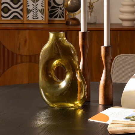 Wazon szklany zielono-żółty Kaki 25 cm