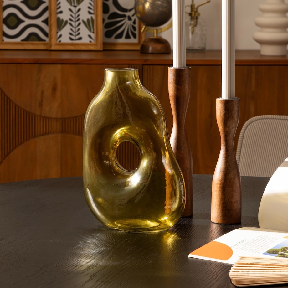 Wazon szklany zielono-żółty Kaki 25 cm