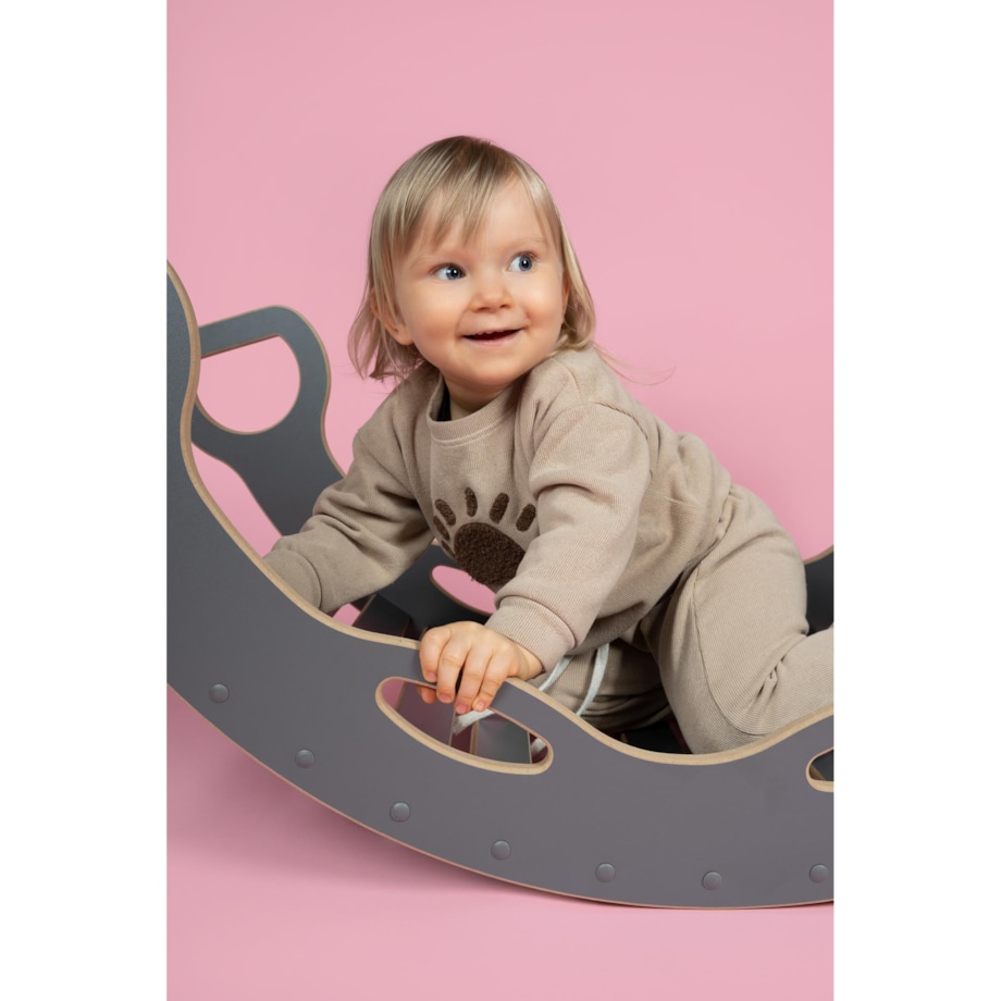 DUŻY bujak montessori z uchwytami - szary