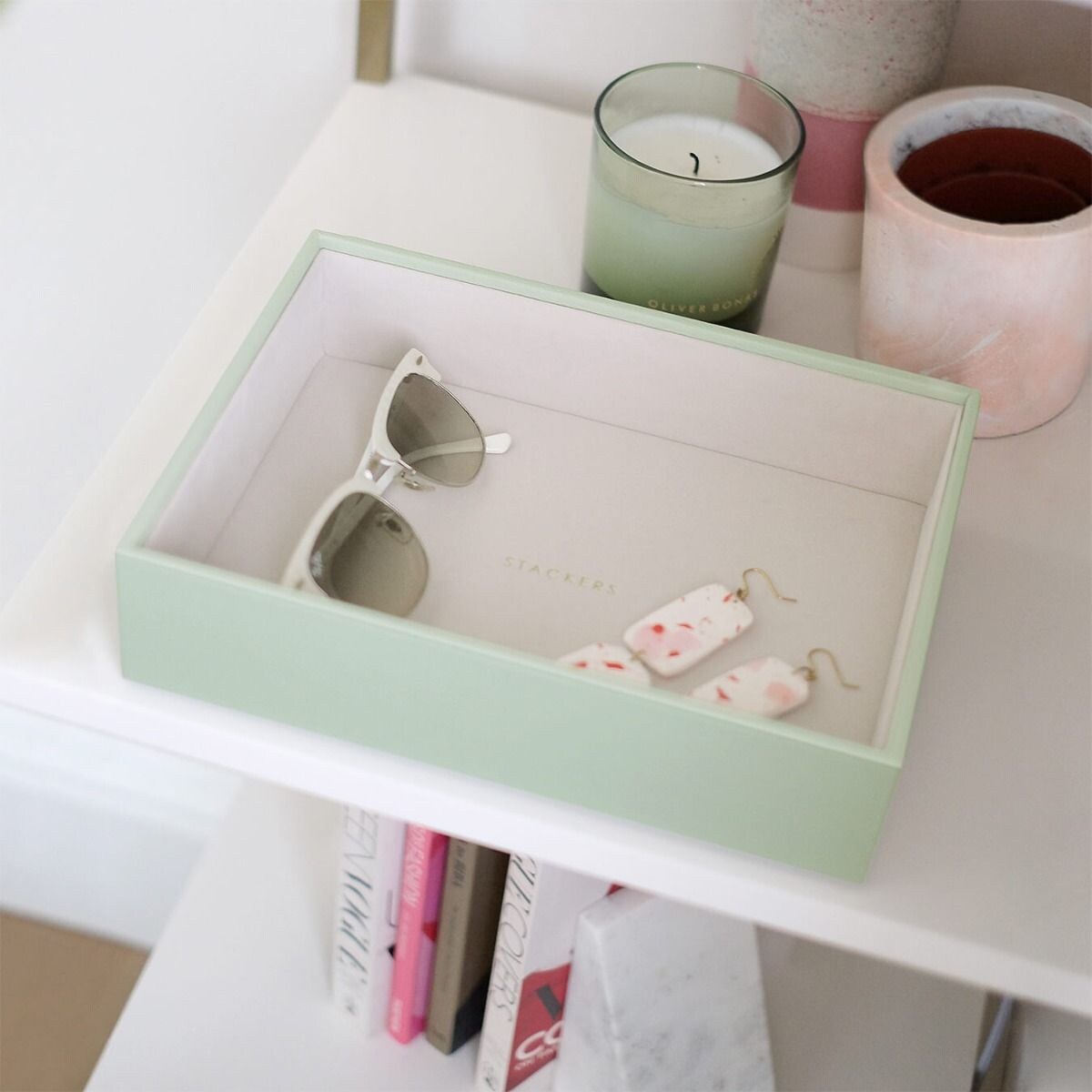 Szkatułka na biżuterię Stackers open classic zieleń szałwiowa