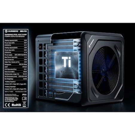 Pompa ciepła Humberg HM-910 do basenu podgrzewacz wody 5 kW oszczędny Eko