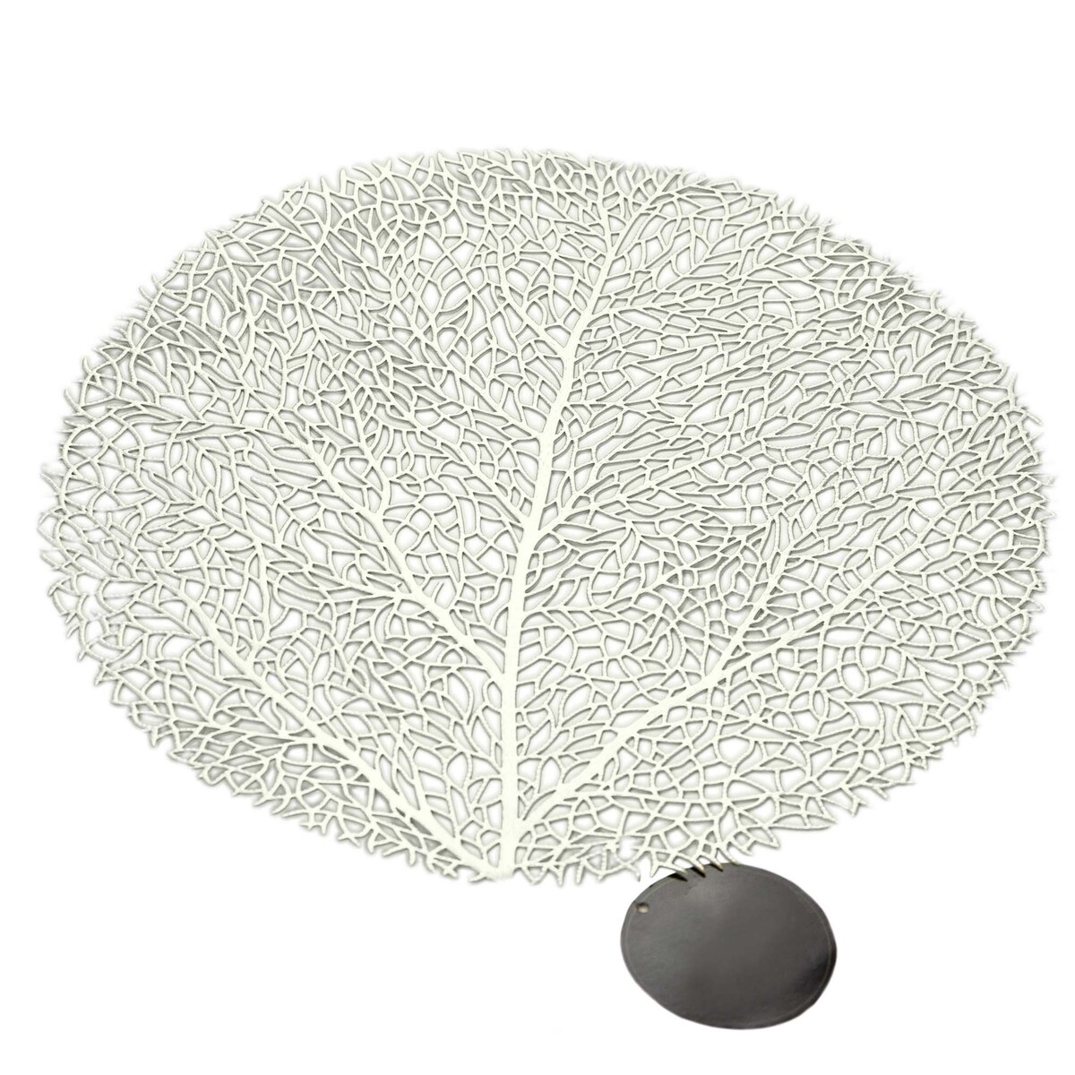 Podkładka Ażurowa Na Stół Mata Stołowa Pod Talerz Ozdoba 38 Cm Drzewo Pvc Srebrna