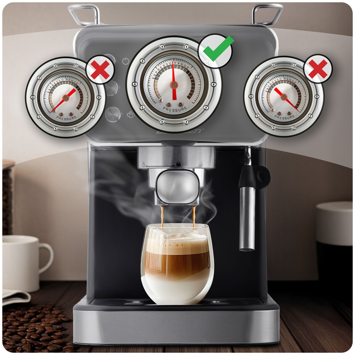 Ekspres do kawy ciśnieniowy kolbowy ze spieniaczem 377200 Berdsen