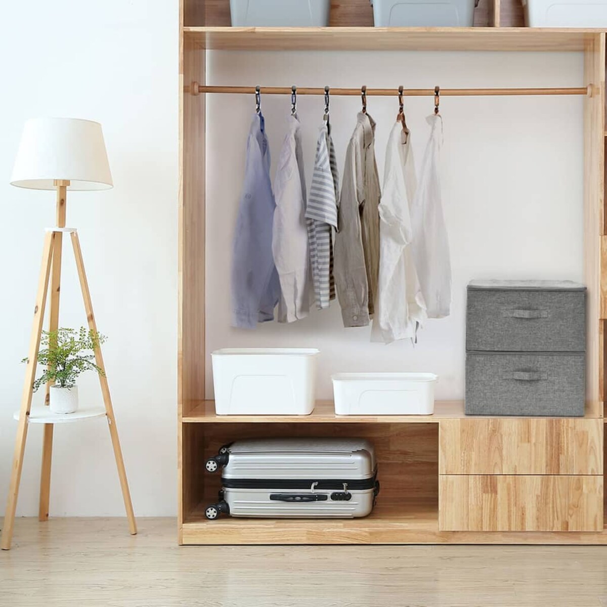 vidaXL Pojemniki, 2 szt., tkanina, 43x34x23 cm, szare