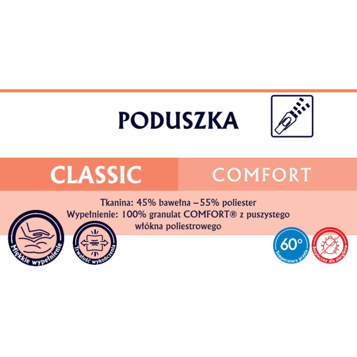 Poduszka regulowana 70x80 CLASSIC COMFORT Różowa