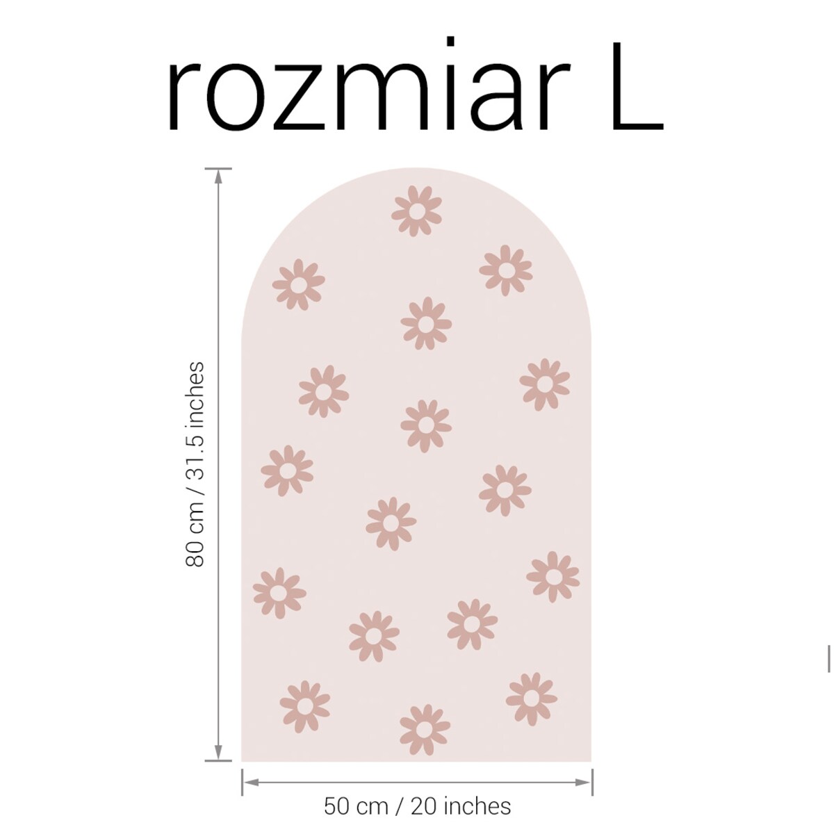 Naklejka na ścianę łuk różowy vintage - stokrotki L