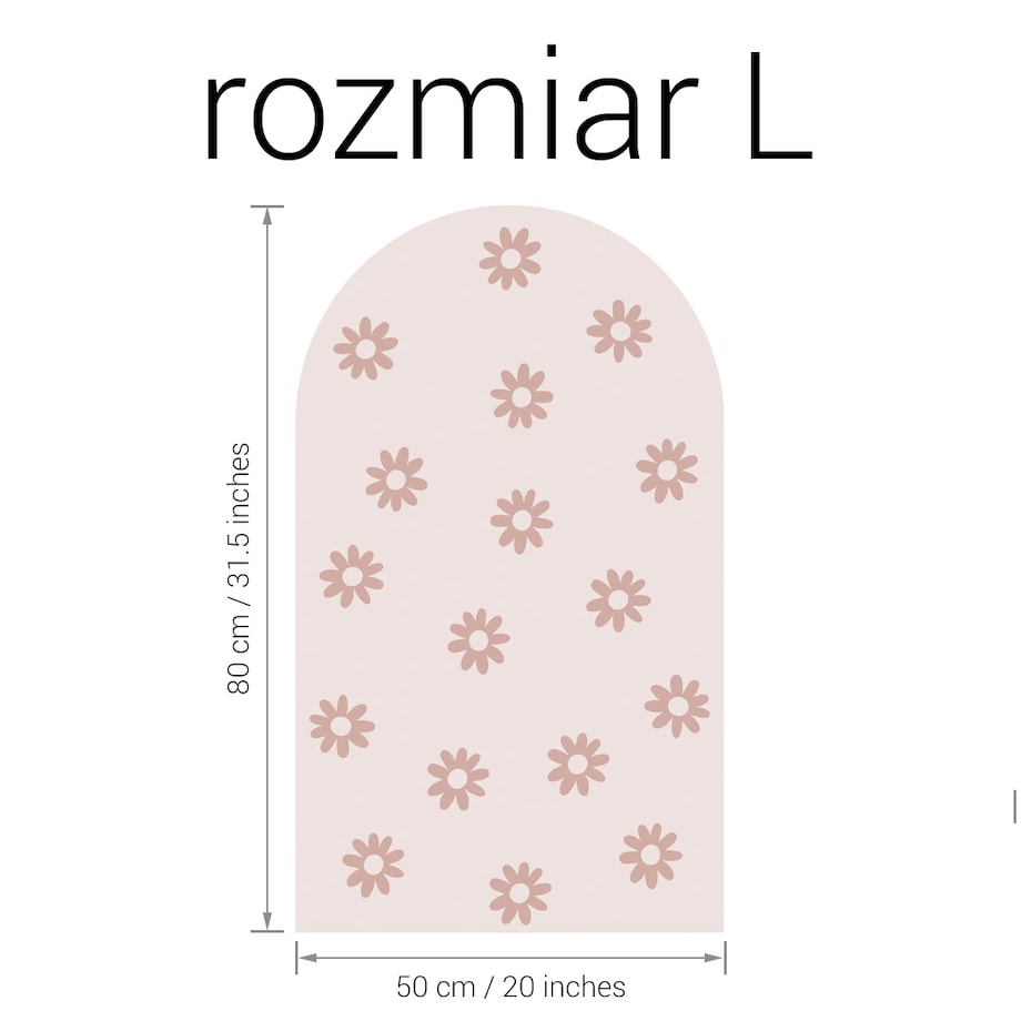 Naklejka na ścianę łuk różowy vintage - stokrotki L