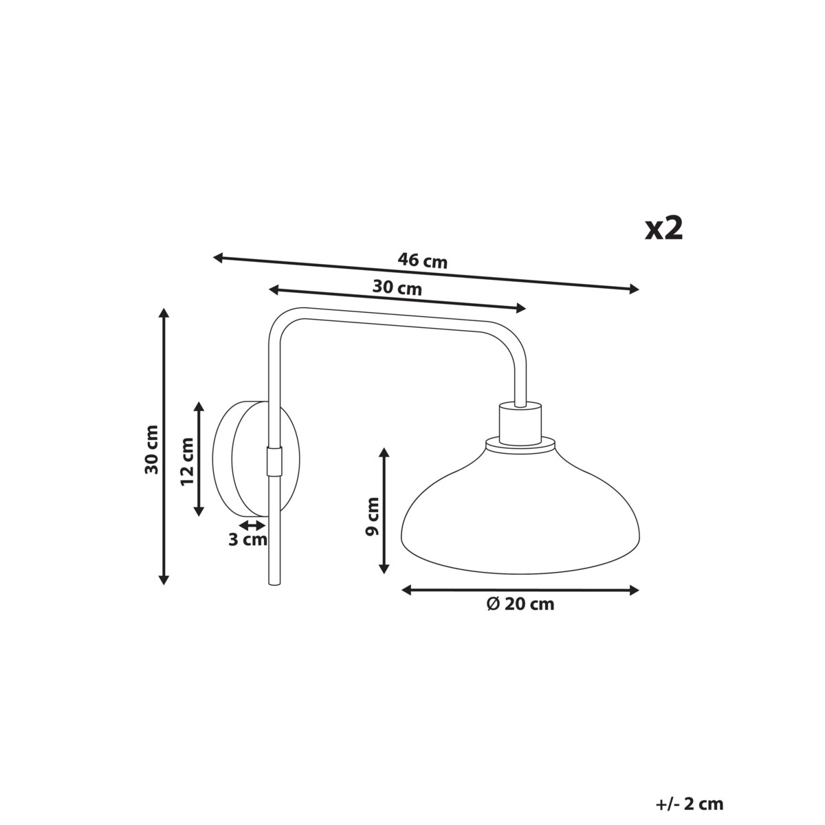 Zestaw 2 lamp ściennych MOLINO Metal Złoty