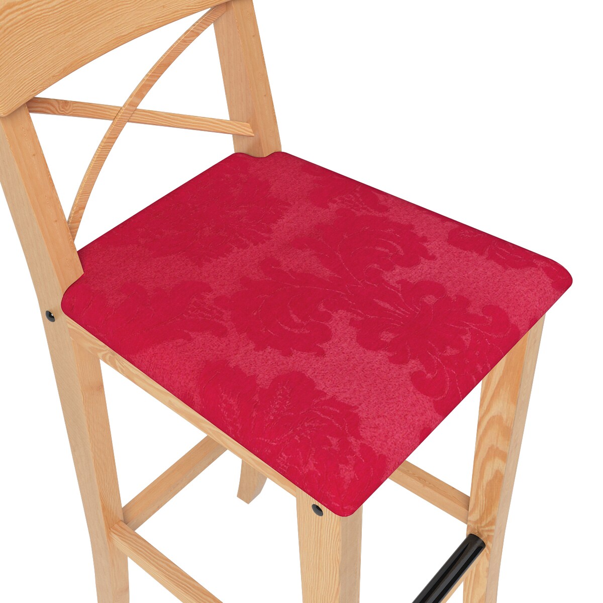 Pokrowiec na krzesło barowe Ingolf z tapicerowanym siedziskiem, liście akantu na bordowym tle, Ingolf, Damasco