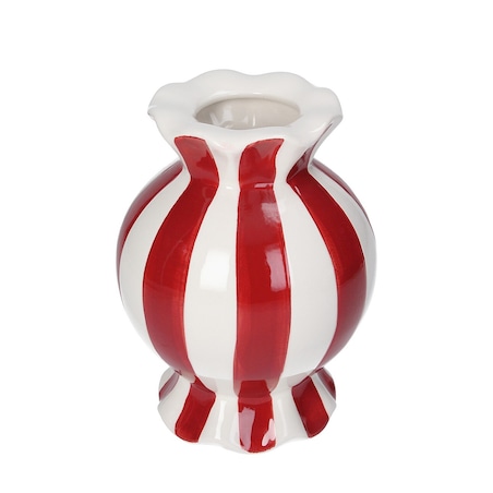 Wazon Peppermint 13x18 cm boże narodzenie, święta, świąteczne, biały-czerwony, 13x13x18 cm