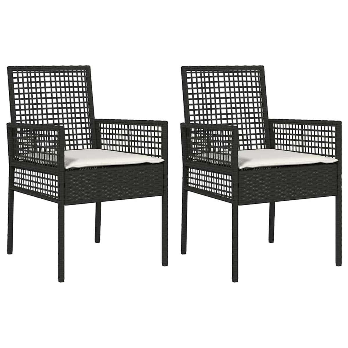 vidaXL Krzesło Ogrodowe 2 pcs Czarny 53 x 60 x 85cm polirattan
