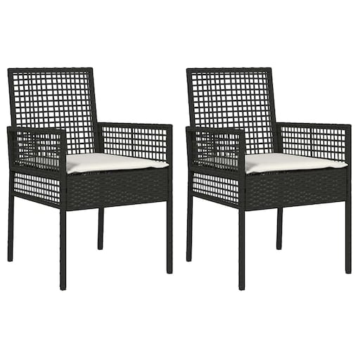 vidaXL Krzesło Ogrodowe 2 pcs Czarny 53 x 60 x 85cm polirattan