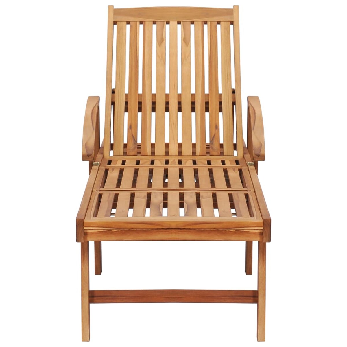 vidaXL Leżak ze stolikiem i poduszką, lite drewno tekowe