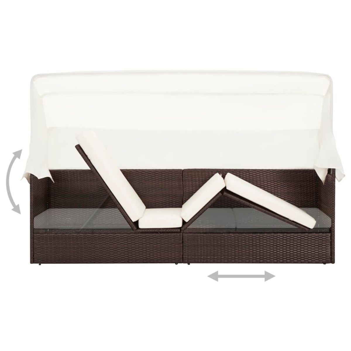 vidaXL Sofa ogrodowa z zadaszeniem, polirattanowa, brązowa