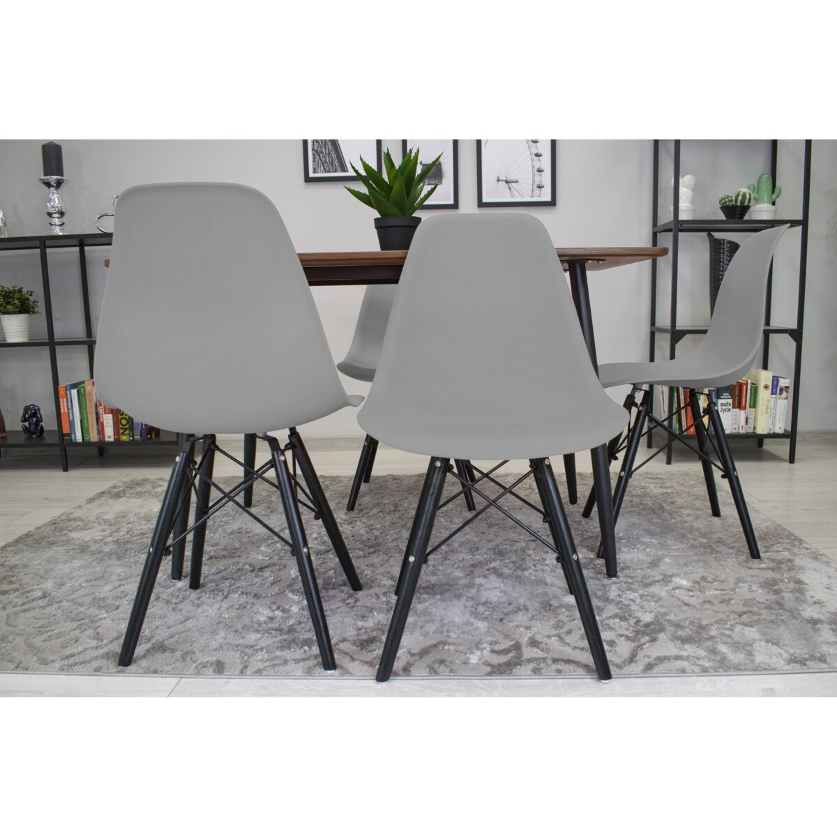 Krzesło Do Jadalni Kuchni Salonu Osaka Szare / Nogi Czarne