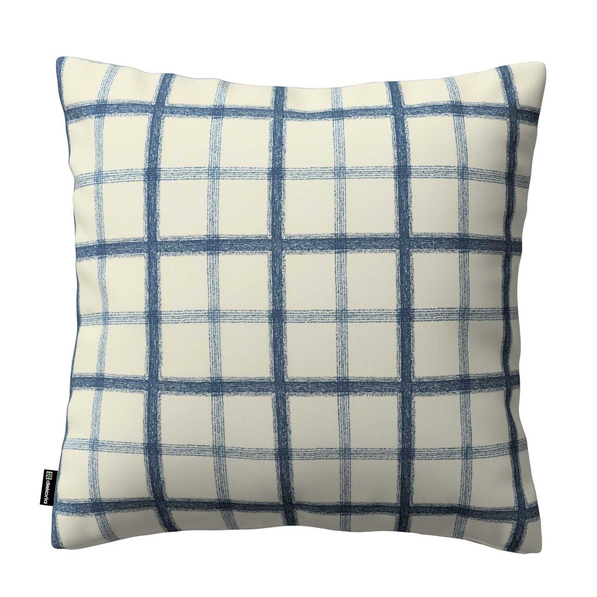 Poszewka Kinga na poduszkę 43x43 niebieska kratka tle ecru