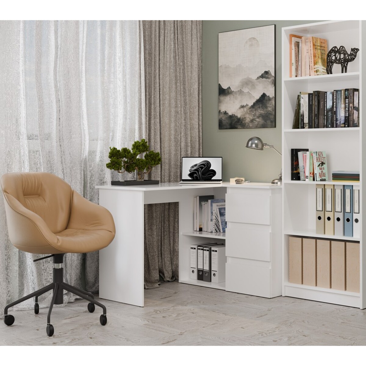 Biurko narożne Nicea prawe biały mat 120x48,5x75 cm 1 szt.