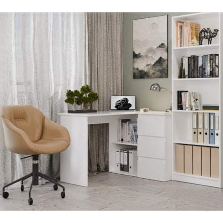 Biurko narożne Nicea prawe biały mat 120x48,5x75 cm 1 szt.