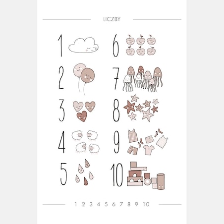 Plakat dla dzieci Liczby boho 4 50x70