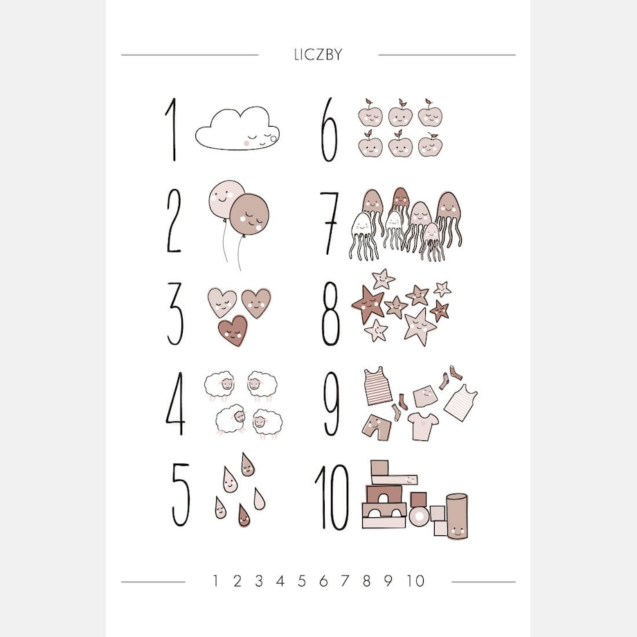 Plakat dla dzieci Liczby boho 4 50x70