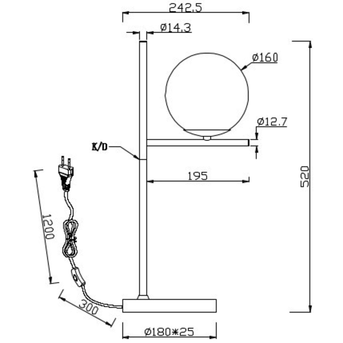 Modernistyczna LAMPA stołowa PURE 502000142 Trio szklana LAMPKA stojąca kula grafitowa przydymiona