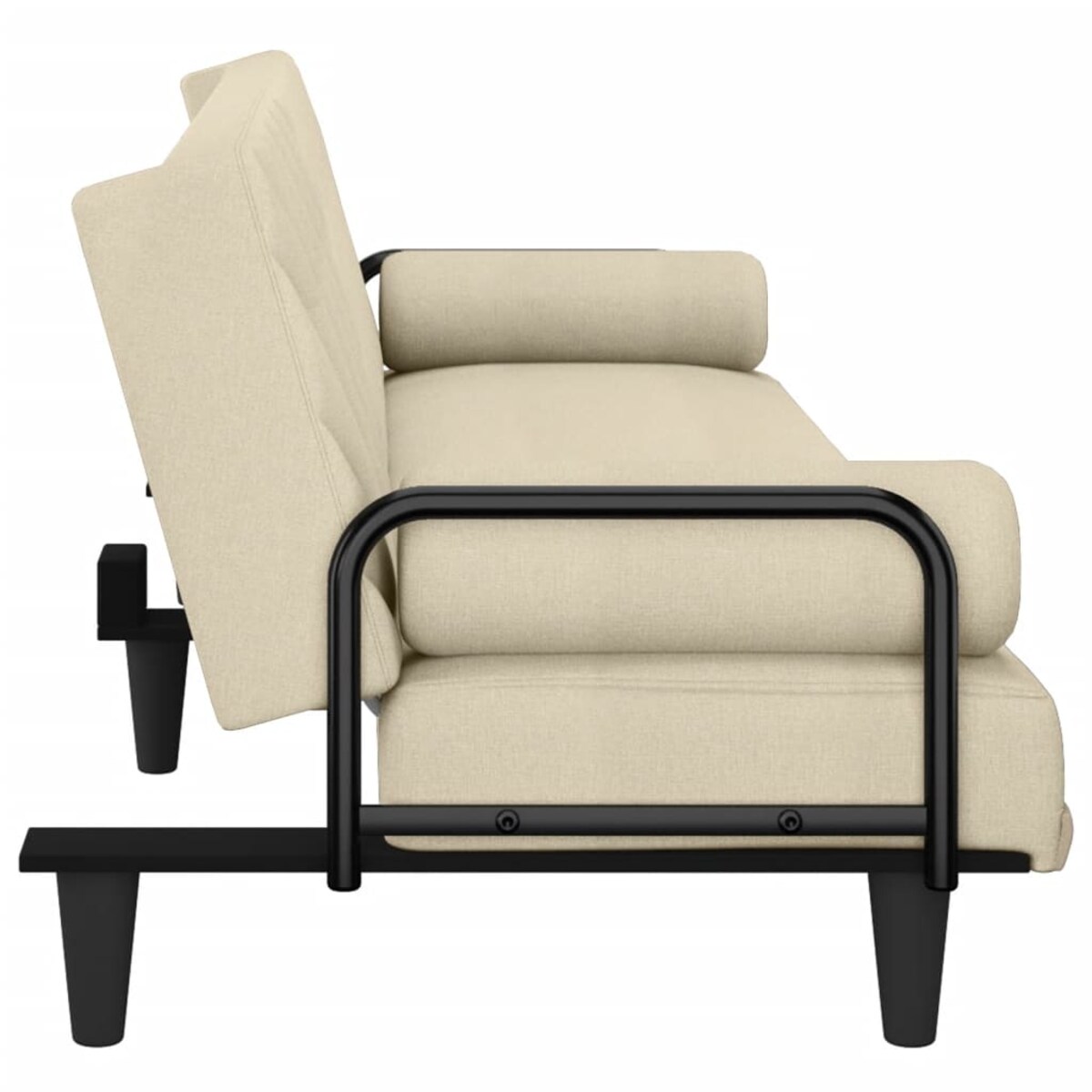 vidaXL Rozkładana kanapa z podłokietnikami, kremowa, obita tkaniną