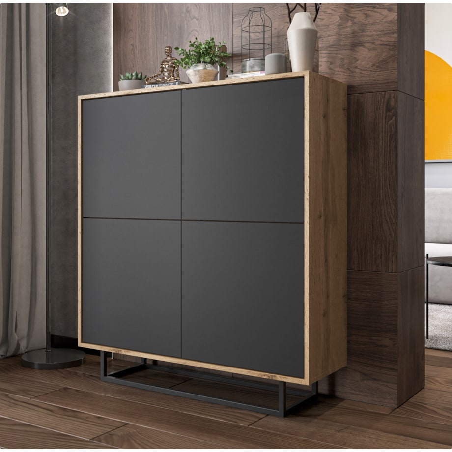 Komoda Loft Szafka RTV Loft Dąb Wotan Grafit MAT 113 cm